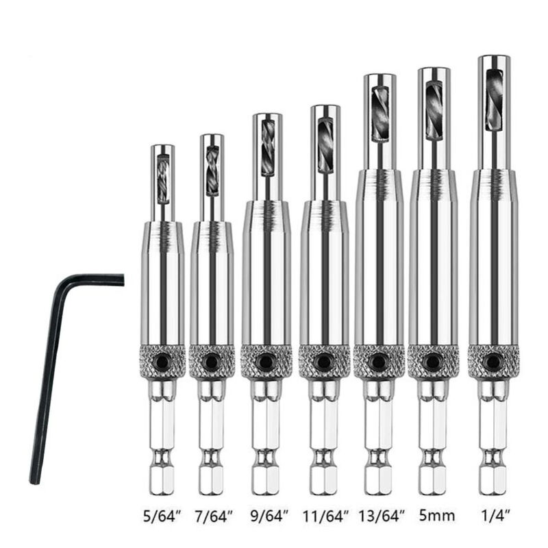 Foret central, jeu de forets à charnière à centrage automatique pour portes à bois, fenêtres et armoires, Total