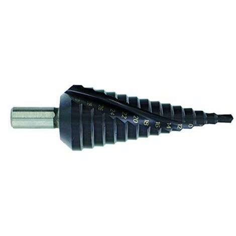 Foret conique étagé Ø4 à 12mm HSS 5% cobalt Hélicoïdal -Pointe en croix -Queue à 3 méplats TIVOLY