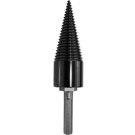 Foret conique pour fendeur de bois, compatible avec les perceuses à percussion. Diamètre du cône : 32 mm. Queue hexagonale de 32 mm.