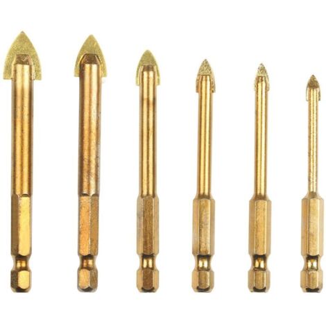 Foret de Carrelage en Alliage dur - 6 Pcs, Mèche de Ceramique (4/5/6/8/10/12mm, Revêtement de Titane)