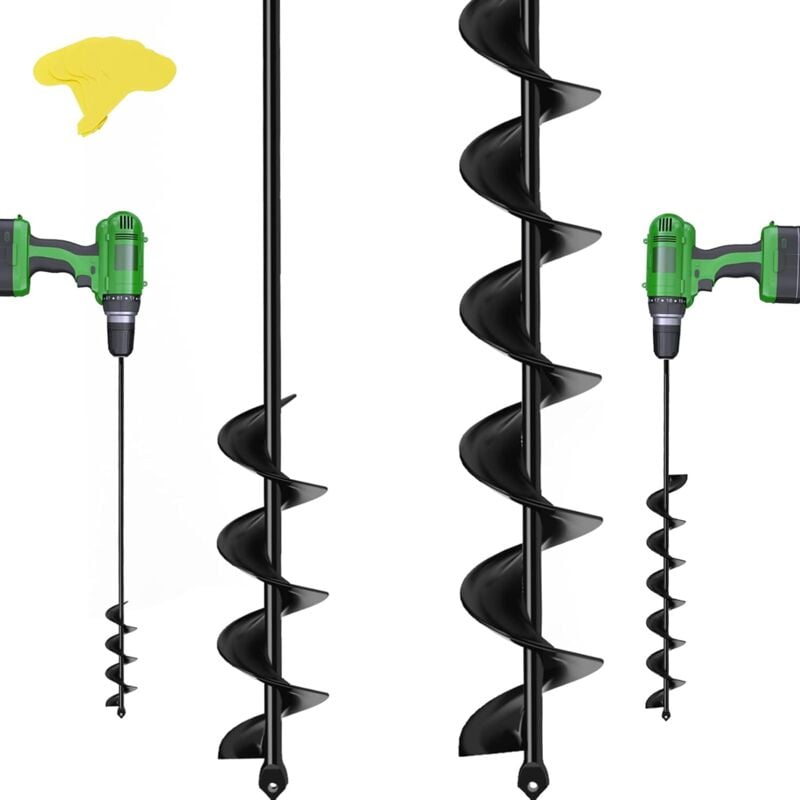 Foret de jardin, outil de creusement de plantes, pour le forage, foret à tarière solide, foret en spirale, 5 x 60cm / 8 x 60cm