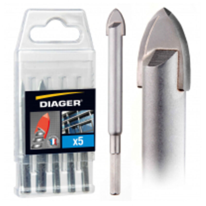 Diager - Foret Cérapro - Spécial carrelage - Emmanchement 6 pans - ø 10 mm - 413D10