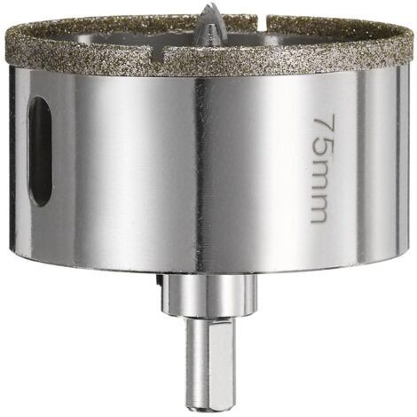 Foret diamant - Scie cloche excentrique de 75 mm avec centre de guidage pour verre, céramique, marbre, porcelaine, carrelage, quartz et pierres précieuses d'aquariums