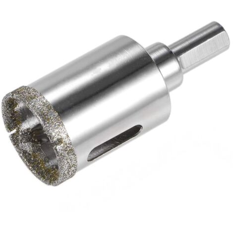 Foret diamanté avec foret de positionnement, scie cloche pour verre - diamètre de tige 10 mm, diamètre 30 mm, profondeur de trou 36 mm