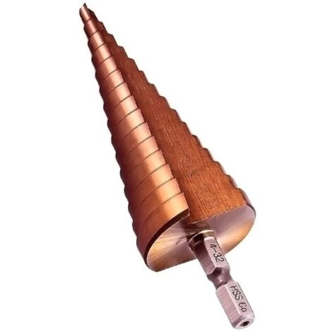 Foret étagé 4-32 mm HSS M35 Cobalt Foret à queue hexagonale Fente droite Grand foret Pagode Alésoir Perçage Contreur