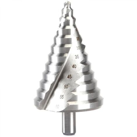 Foret étagé 6-60 mm, queue de 11,5 mm, foret à rainure hélicoïdale en acier rapide pour bois, plastique et tôle