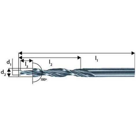 Foret étagé à queue cylindrique trou débouchant 180°, filetage M5, foret h9 (d1) x fraise h8 (d2) 5,5 x 10,0 mm