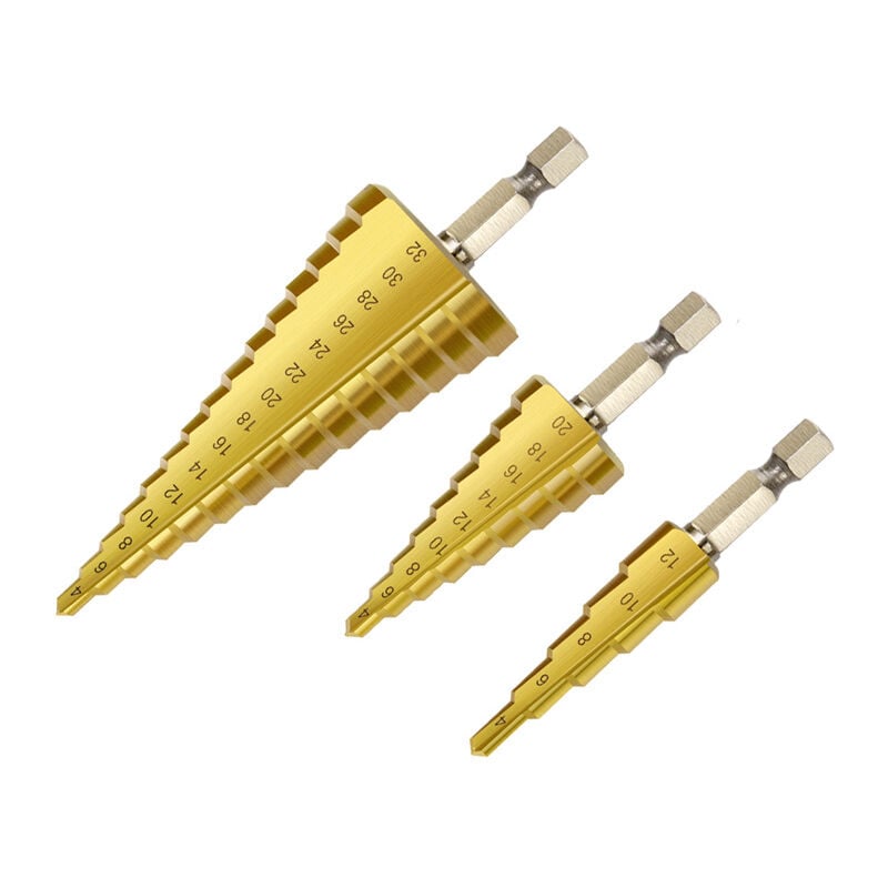 Ensoleille - Foret étagé, combinaison de foret étagé à rainure droite à queue hexagonale, foret pagode à ouverture de perceuse électrique