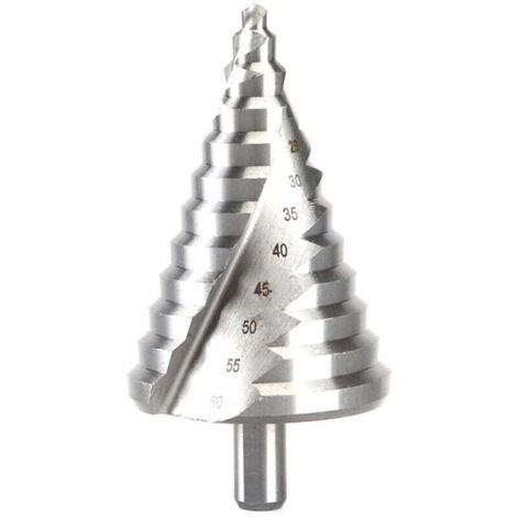 Foret étagé en acier rapide HSS pour bois, plastique et tôle – diamètre 6 à 60 mm, queue 11,5 mm, rainure hélicoïdale