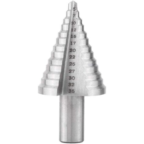Foret Étagé Foret à Cône Enduit de Titane en Acier Rapide, Foret à Triangle Conique à Queue Hexagonale 5mm-35mm Forets Fraises Etages Echelle - Argent