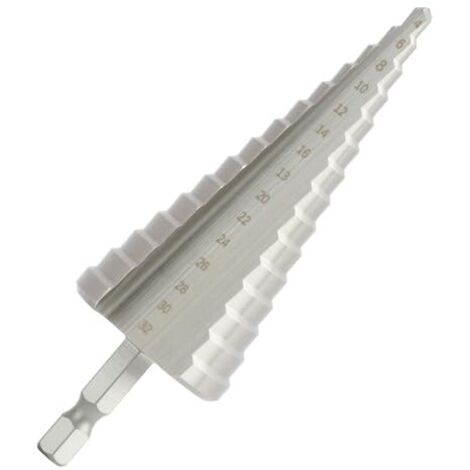 Foret Etage Metal HSS Titane 4-32 Mm Meche Pour Perceuse Triangle Fraise Conique Spirale Métal Acier Bois Laiton Plastique Tige Triangulaire Bricolage Multi-Usage -