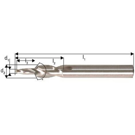 Foret étagé pour avant-trous, queue cylindrique 90° Fraise à carotter, filetage M12, foret h8 (d1) x fraise h6 (d2) 10,2 x 13,5 mm