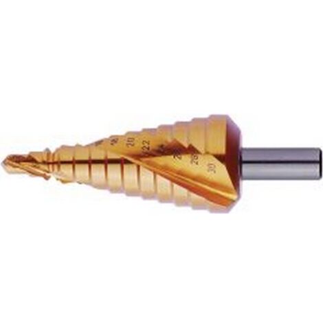 Foret étagé universel, goujure hélicoïdale, revêtement TiN, Long. de l'étage : 4 mm, Long. totale 67 mm, Ø queue h8 : 8 mm