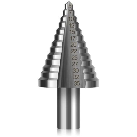 Foret Fraise Meche Etage HSS,  Foret Étagé Fraise Conique à Double Fente (5mm-35mm) avec Revêtement Titane, Solide, Parfait Pour Visseuse Percage sur Acier Bois, Plastique, Laiton, Aluminium, PVC