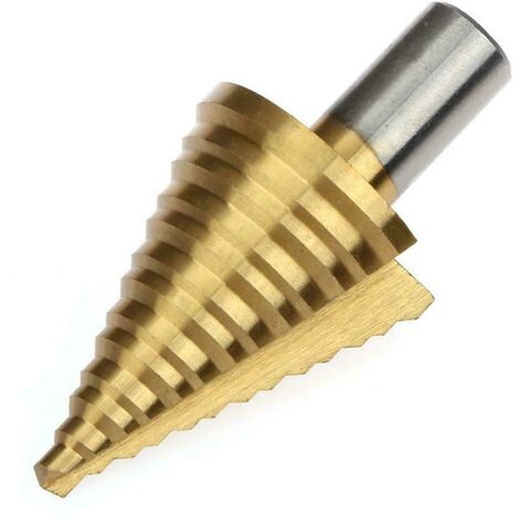 Foret Fraise Meche Etage HSS, Foret Étagé Fraise Conique à Double Fente (5mm-35mm) avec Revêtement Titane, Solide, Parfait Pour Visseuse Percage sur Acier Bois, Plastique, Laiton, Aluminium, PVC d'or
