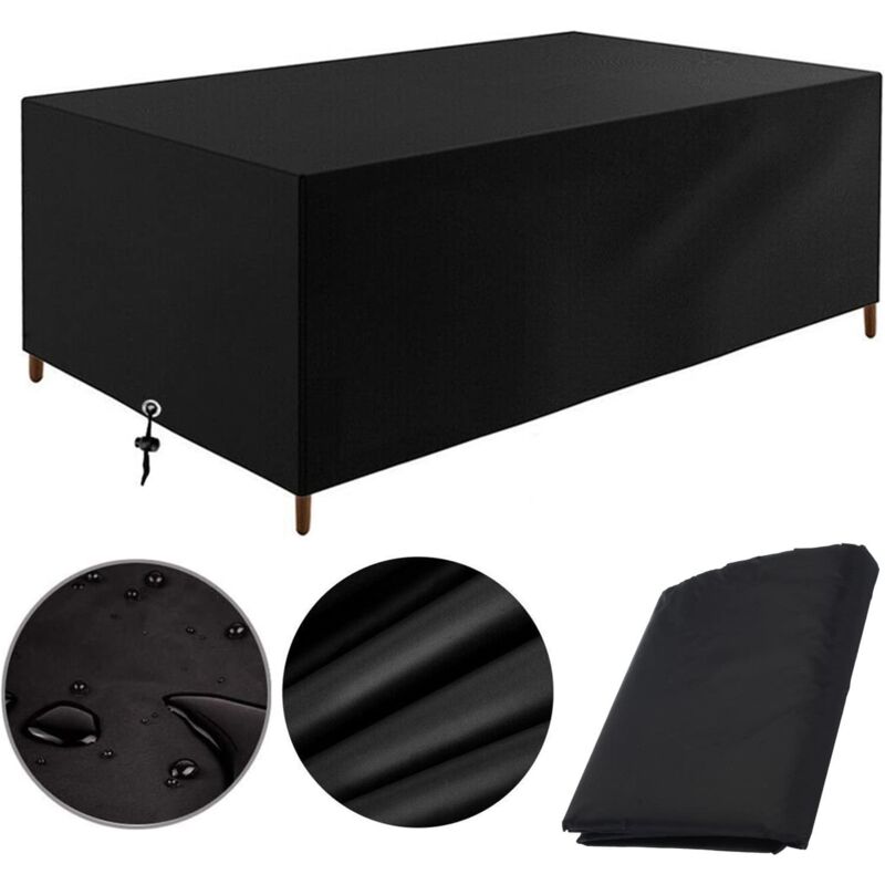 Housse Salon de Jardin 125x125x74cm noir Protection Bache Table de Jardin Mobilier Extérieur Imperméable Coupe-Vent Anti-UV Résistant Au Froid Housse