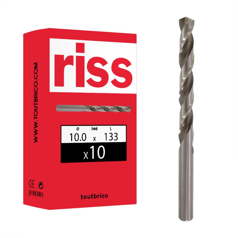 Riss - 10 forets à métaux hss taillés meulés tecn'x Ø10mm