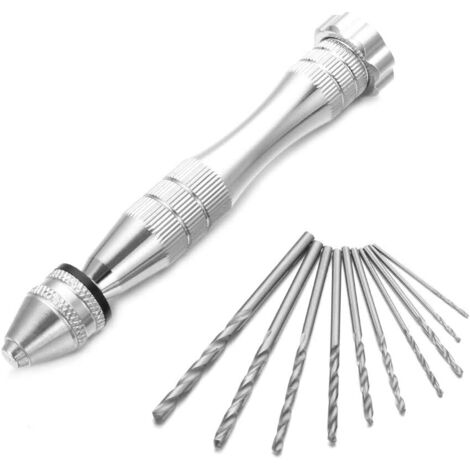 Foret manuel pour la fabrication de bijoux avec 10 forets (0,8 mm-3,0 mm) – Outil de moule en alliage de résine pour perles en bois, plastique, projets d'artisanat