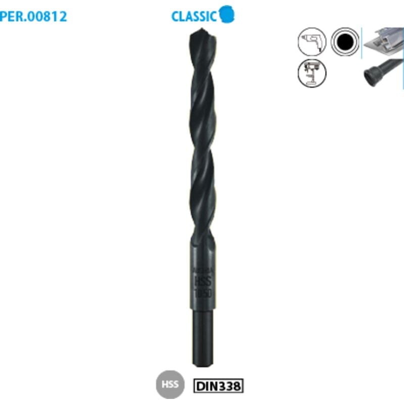 Foret in metallo laminato HSS con attacco ridotto Classic ø 18 ø attacco 13 lunghezza 191 mm lunghezza utile 130 mm