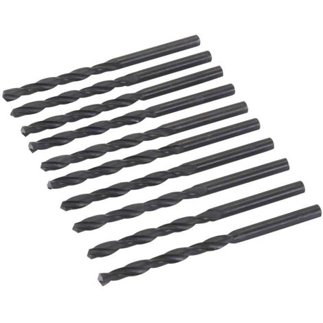 Silverline – Foret à métaux HSS-R 10 pièces – Mèches cylindriques 5 mm – Longueur totale 86 mm – Angle de pointe 118° pour perçage précis