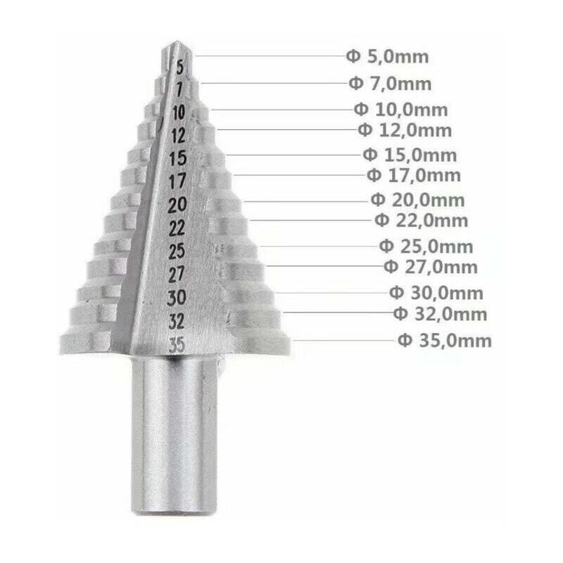 Foret à métaux pour perceuse Foret À Métaux Pour Perceuse,Foret Fraise Meche Etage Hss, Foret Étagé Fraise Conique À Double Fente (5mm-35mm)