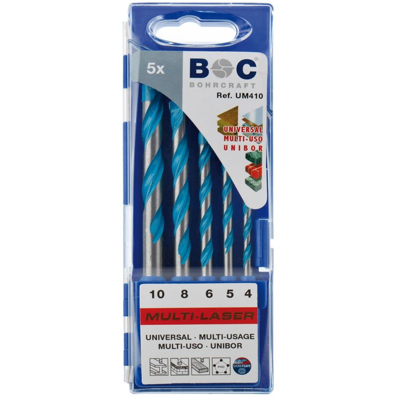 Multi-laser Jeu de mèches, boîte en plastique // 4-5-6-8-10/5 pièces Bohrcraft 22701430005
