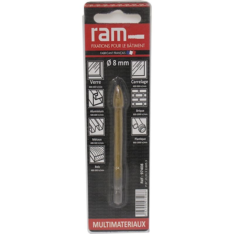 RAM - Foret pour carrelage et verre 8 x 80 mm