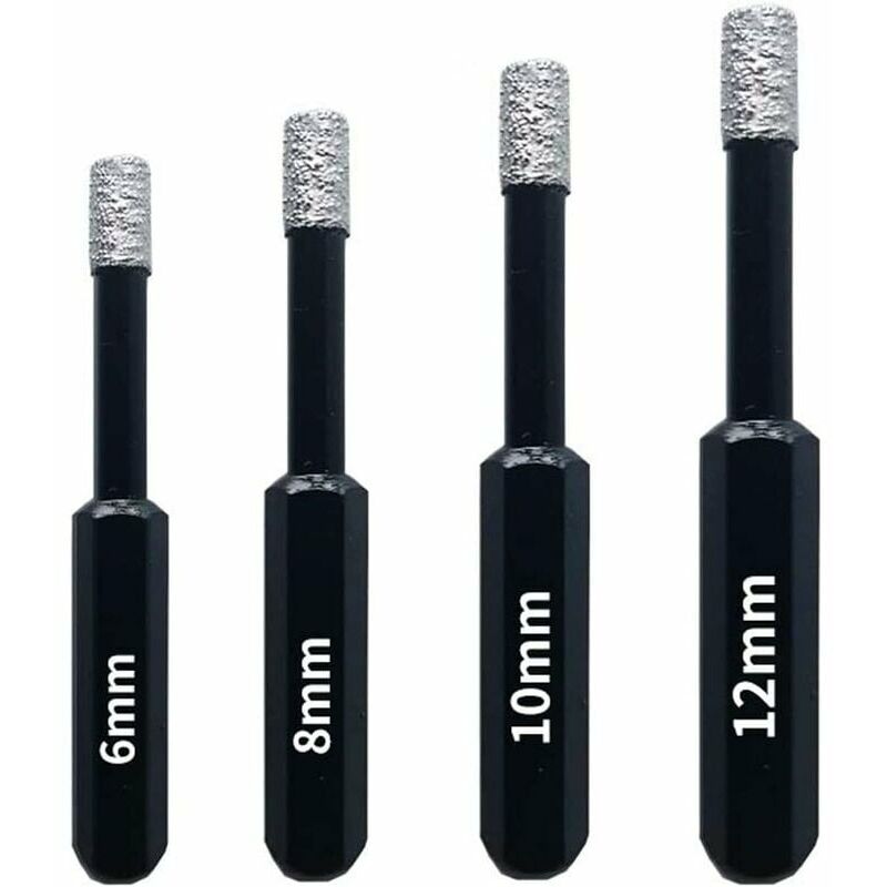 Dazzler - Foret à sec en céramique à queue hexagonale 6mm + 8mm + 12mm + 10mm outil matériel de foret diamanté adapté à la salle des outils