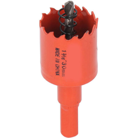 Foret Trépan Bimétal Acier Rapide pour Bois et Métal, Mandrin Inclus, Diamètre 30mm (1-3/16")