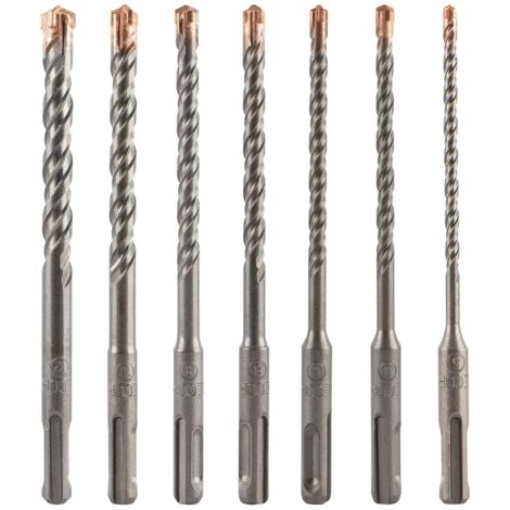 Forets à Béton, 7PCS (5 mm12x160 mm) Foret Carrelage, Foret SDS Plus avec 4 pointes en pointe en carbure de tungstène, Forets SDS-PLUS pour Perforateurs-FS21507