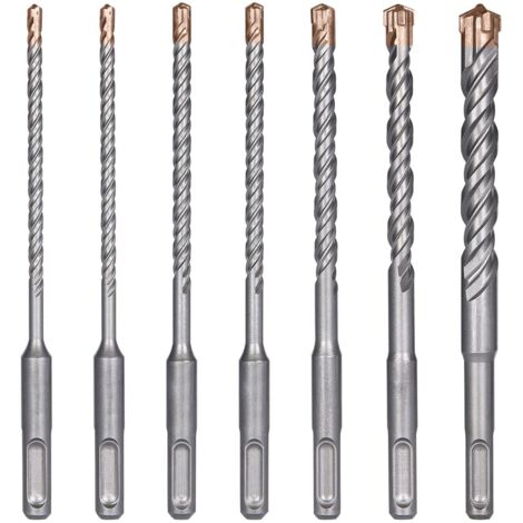 Forets à Béton, 7PCS Foret Carrelage, Foret à Percussion Électrique SDS-Plus pour Perforateur, Forets Transversaux pour Béton, Brique, Pierre, Naturelle, Métal-Ø 4,5,6,6,8,10,12 x 160mm