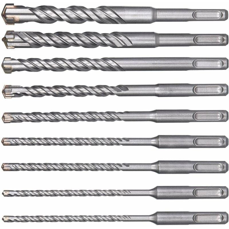 Forets à Béton de Fabrication-Assortiment de forets- SDS-plus-9 pcs (5 mm 16 mm) Foret à Percussion électrique SDS-Plus Forets Transversaux pour