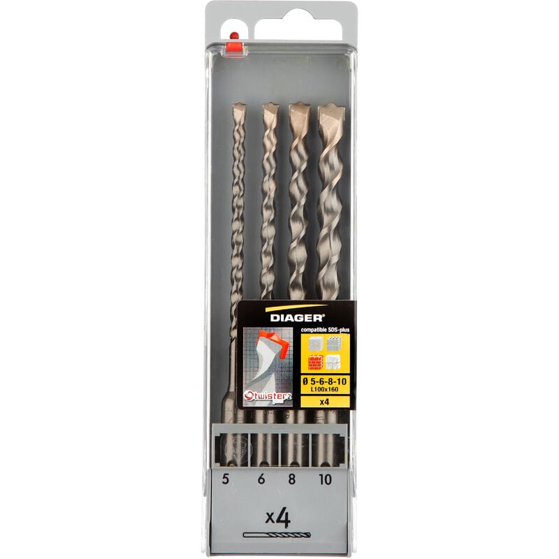 Coffret de 4 forets béton twister plus - 100C