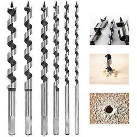 Forets à bois hélicoïdaux, jeu de 6 forets hexagonaux en acier au carbone, outils de travail du bois, diamètres 6 mm, 8 mm, 10 mm, 12 mm et 14 mm.