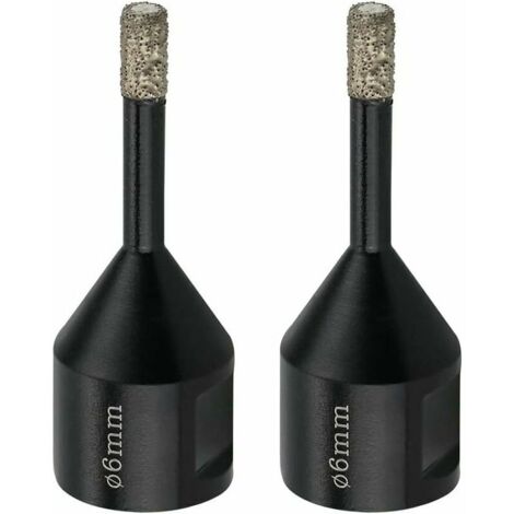 Forets à Carrelage 6 mm M14 Foret Diamant Carrelage Grès Cérame Marbre - Scie cloche Diamant, 2x Forets Trépan Diamant à sec pour Meuleuse d'angle (Noir ）