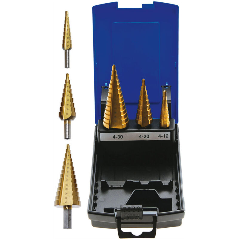 Bgs Technic - Forets fraise a etages jeu de 3 acier hss 4241