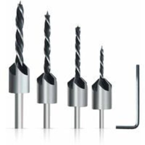 Forets à fraiser coniques avec embouts HSS - 4 pièces, 45 pièces