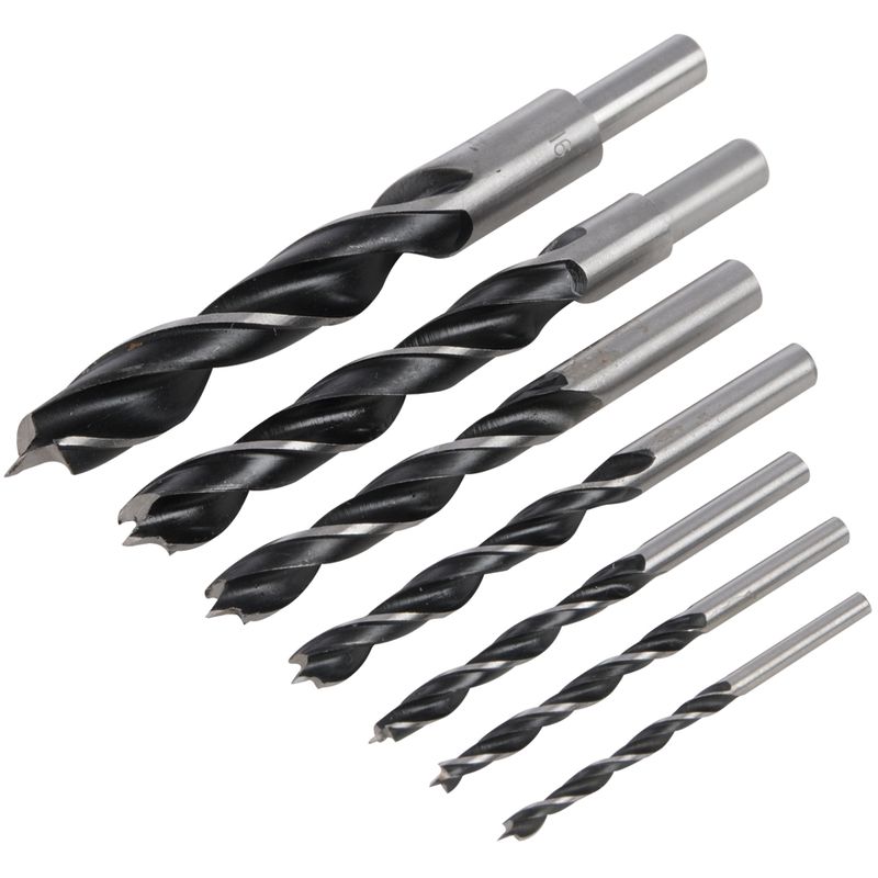 Jeu de 7 forets à pointe et double tranchant 4, 5 ,6, 8, 10, 13 et 16 mm Silverline 464911