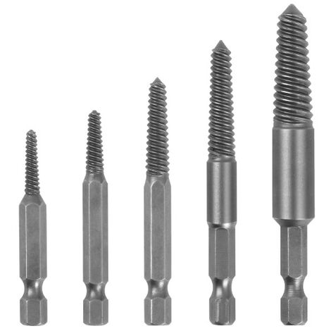 Forets à vis, outil de retrait de goujons, 5 pièces extracteur de vis cassé tige hexagonale dents fines endommagées outil de retrait de boulons,Convient pour 5-18mm