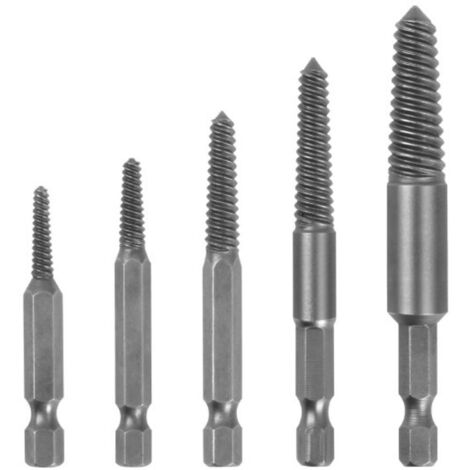 Forets à vis, outil de retrait de goujons, 5 pièces extracteur de vis cassé tige hexagonale dents fines endommagées outil de retrait de boulons,Convient pour 5-18mm