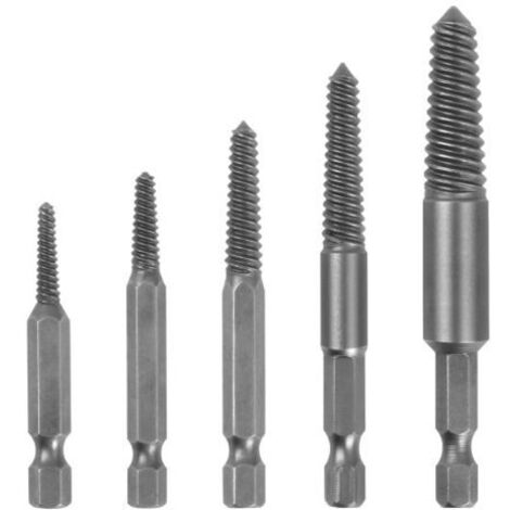 Forets à vis, outil de retrait de goujons, 5 pièces extracteur de vis cassé tige hexagonale dents fines endommagées outil de retrait de boulons,Convient pour 5-18mm