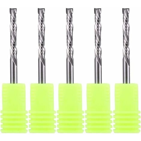 Forêts carbure en spirale - Coupe à double sens - Dimensions : 3,175 x 22 mm - Pour fraises à bois à compression CNC Lot de 5 pièces