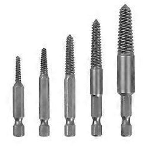 Forets de perçage, extracteur de vis cassées (lot de 5), pour vis de 5 à 18 mm