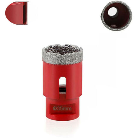 Forets Diamant 35mm Brasé Sous Vide Trépans avec Filetage M14 pour Perçage à sec en Porcelaine Carrelage Granit Marbre