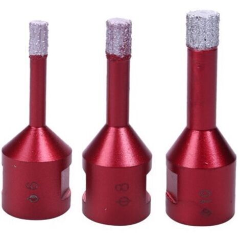 Forets Diamant 3PCS 6mm/8mm/10mm Brasé Sous Vide Trépans avec Filetage M14 pour Perçage à sec en Porcelaine Carrelage Granit Marbre