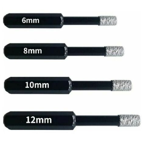 Forets Diamant Professionnels pour Carrelage, Céramique, Verre et Pierre - Coffret de 4 Mèches Diamantées (6mm, 8mm, 10mm, 12mm) - Scies-Cloches pour Grès Cérame et Tuiles