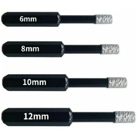 Forets Diamant Professionnels pour Carrelage, Céramique, Verre et Pierre - Coffret de 4 Mèches Diamantées (6mm, 8mm, 10mm, 12mm) - Scies-Cloches pour Grès Cérame et Tuiles - OUYLAF