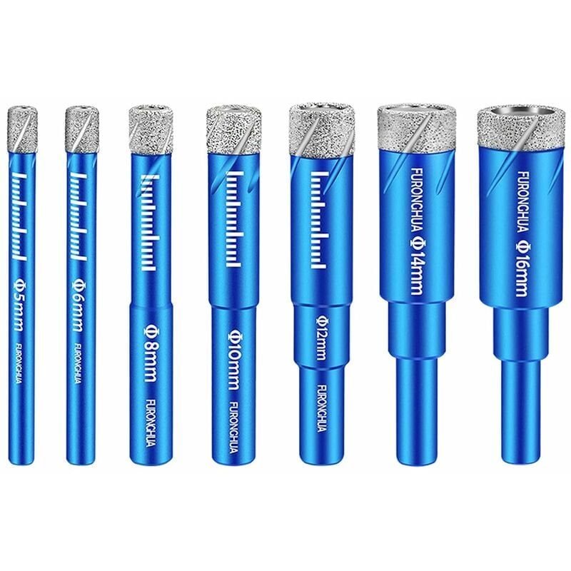Forets Diamantés, 7 Pcs Foret Diamant Jeu de forets pour carrelage Foret à métaux 5/6/8/10/12/14/16mm Ouvre-trou Forets Mèches diamant pour Carrelage