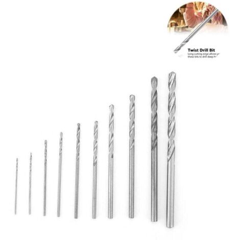 Forets Hélicoïdaux, 10pcs Forets Hélicoidaux Acier Queue Droite 0.5-3mm Outils de Forage Haute Vitesse Coffret de forets pour perceuse A