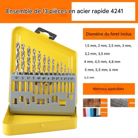 Forets hélicoïdaux HSS titanés cobalt M1/M35, queue droite, pour perçage